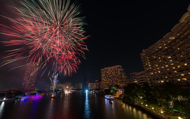 Fototapeta premium firework in bangkok new year festival
