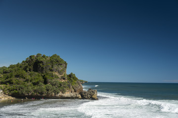 Fototapeta premium Waves of the beach Nguyahan, Yogyakarta, Java, Indonesia