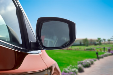 Mirror red car