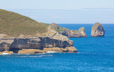 Fototapeta na wymiar Coastal rocks and cliffs by the sea