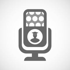 Isolated microphone icon with a student