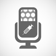 Isolated microphone icon with a syringe