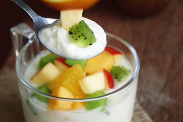 Yogurt with fresh tropical fruit