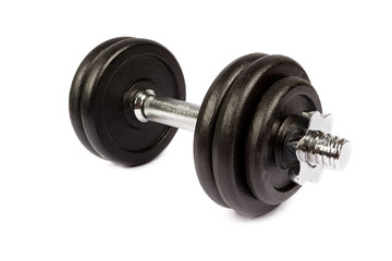 Fototapeta na wymiar Fitness exercise equipment dumbbell weights on white background