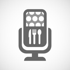 Isolated microphone icon with cutlery