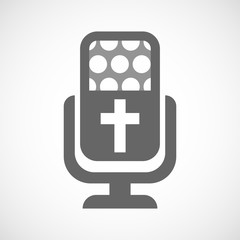 Isolated microphone icon with a christian cross
