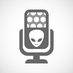 Isolated microphone icon with an alien face
