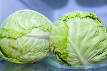 Obraz premium Cabbage on blue background