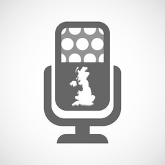 Isolated microphone icon with  a map of the UK