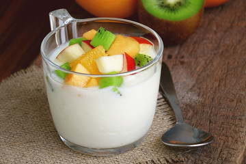Yogurt with fresh tropical fruit