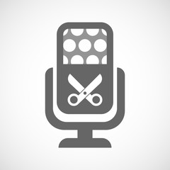 Isolated microphone icon with a scissors