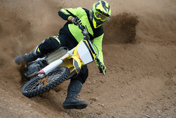 Rider driving in the motocross race