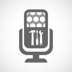 Isolated microphone icon with a tool set