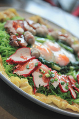 Noodles with roast red pork