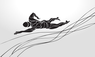 Obraz na płótnie Canvas Freestyle Swimmer Silhouette. Sport swimming