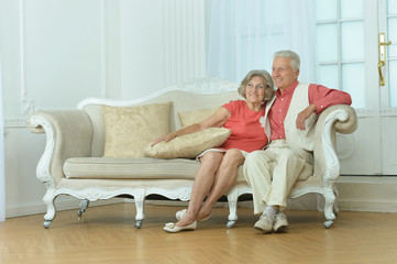 Obraz premium Beautiful elderly couple on sofa