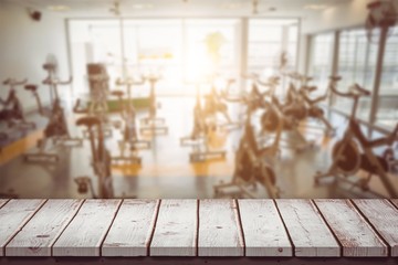 Composite image of wooden table