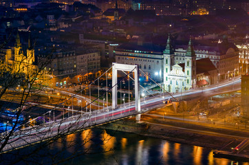 Fototapeta na wymiar Budapest Elizabeth Bridge at night