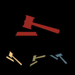 Justice hammer icon set