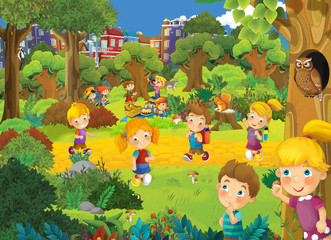 Kids in the park - illustration for the children