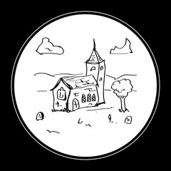 Simple doodle of a church