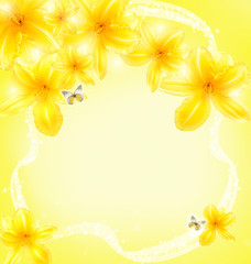 Greeting card with a holiday of yellow flowers