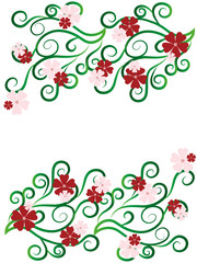 Curls with red and pink flowers