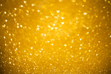 Hearts gold bokeh