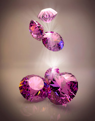 Luxury diamonds, ruby. 3d render