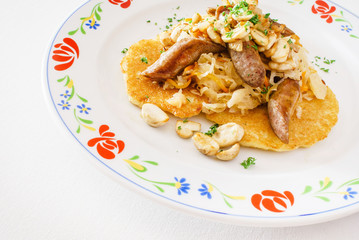 potato pancakes with sausage