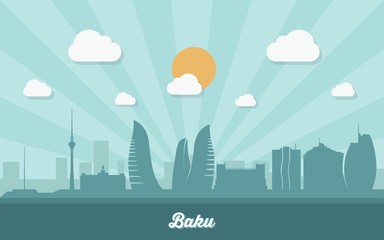 Baku skyline - flat design