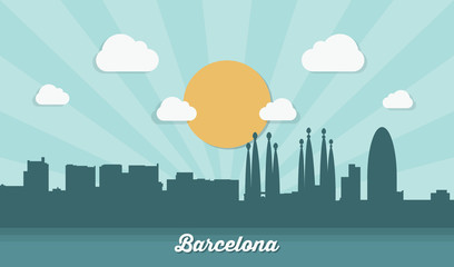 Obraz premium Barcelona skyline - flat design