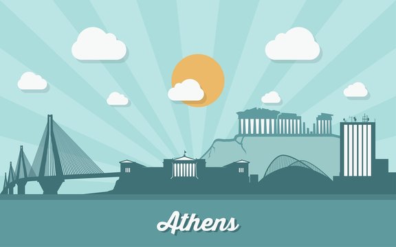Athens skyline - flat design
