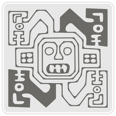 monochrome icon with Peruvian Indians art and ethnic ornaments for your design