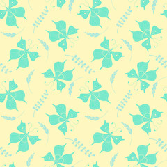 Seamless pattern with butterflies and floral elements. Vector illustration.