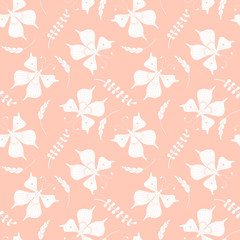 Vector seamless pattern with butterflies and floral elements.