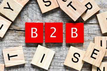  Red Wooden letters spelling B2B - Business-to-business or back-to-back 