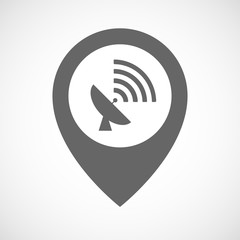 Isolated map marker with a satellite dish