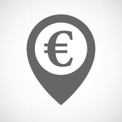 Isolated map marker with an euro sign