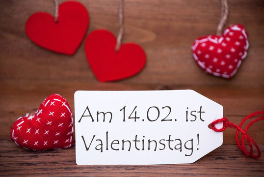 One Label With Romantic Hearts Decoration, Valentinstag Mean Valentines Day