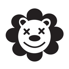 Cute Lion emotion Icon Illustration sign design