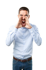 Businessman shouting