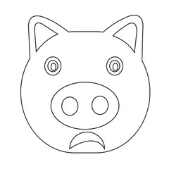 Cute pig emotion Icon Illustration sign design