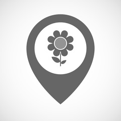 Isolated map marker with a flower