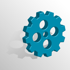 Gears 3d icon on light gray background