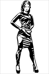 sketch beautiful girl in dress