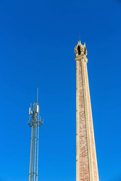 Cremeatory and cellular tower, life abstract concept