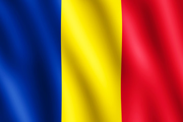Fototapeta premium Flag of Romania waving in the wind