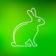 Bunny rabbit icon. Bunny rabbit sign. Bunny rabbit symbol. Thin line icon on green background. Vector illustration.