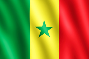 Flag of Senegal waving in the wind